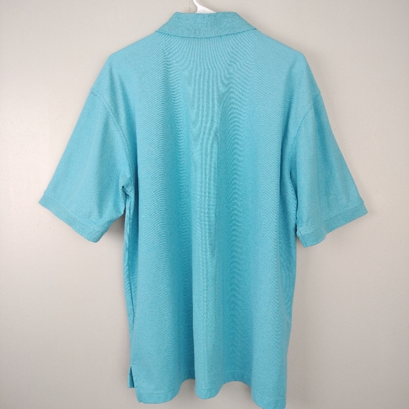 Divots Dri-way Golf Turquoise Embroidered Button Up Polo Shirt Sz. XL - Picture 6 of 8